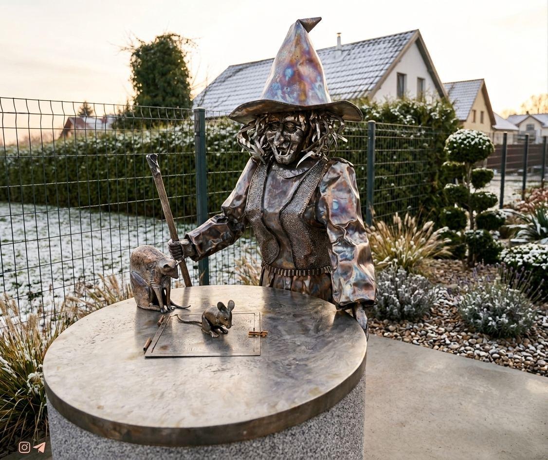 Metal sculpture in a garden