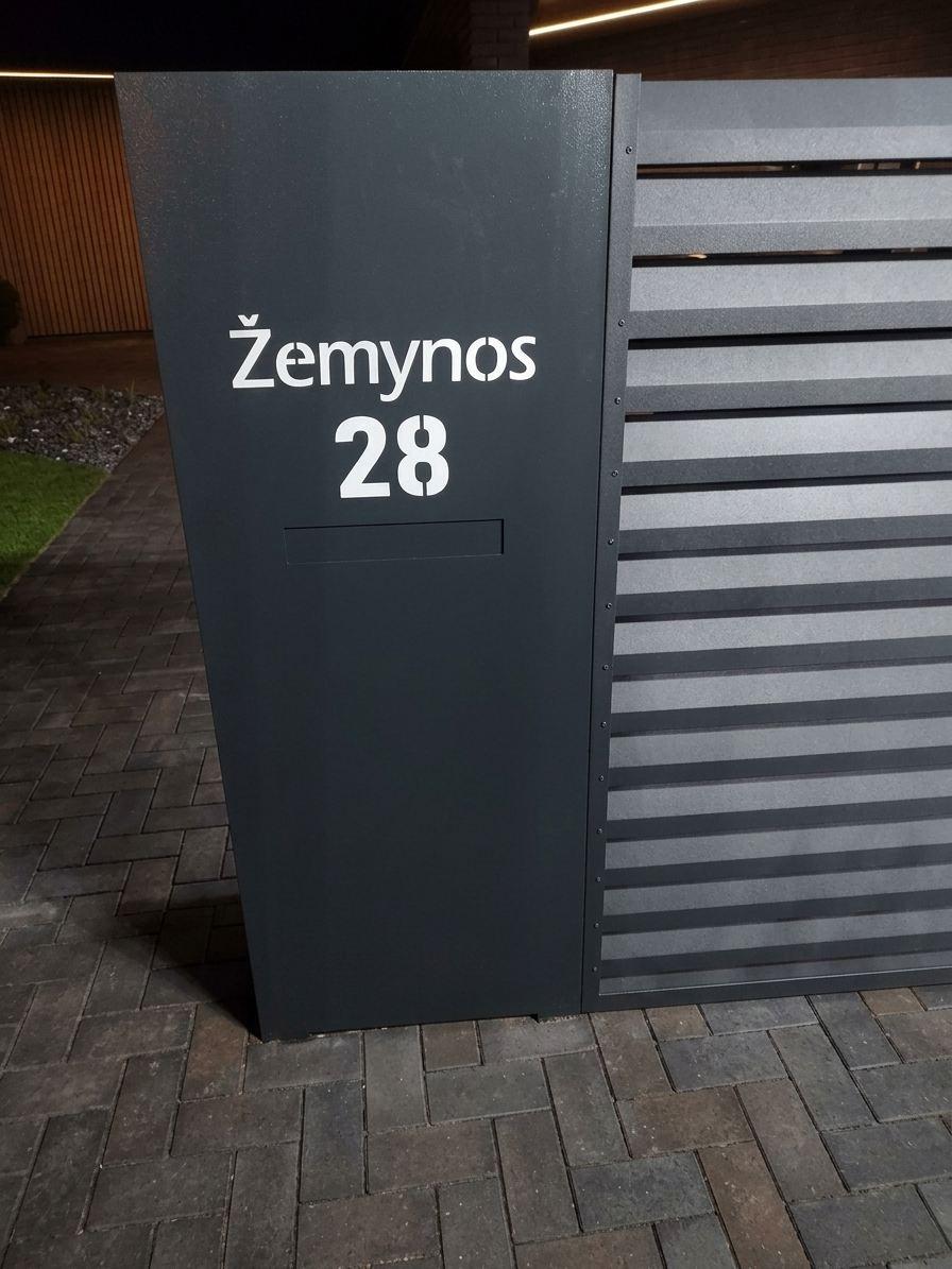 Letterbox console with cut-out street name and number