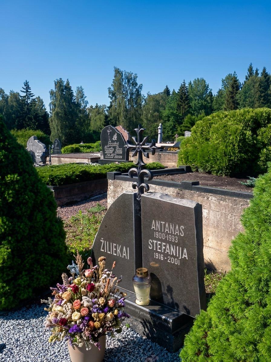 Forged cross on a grave monument