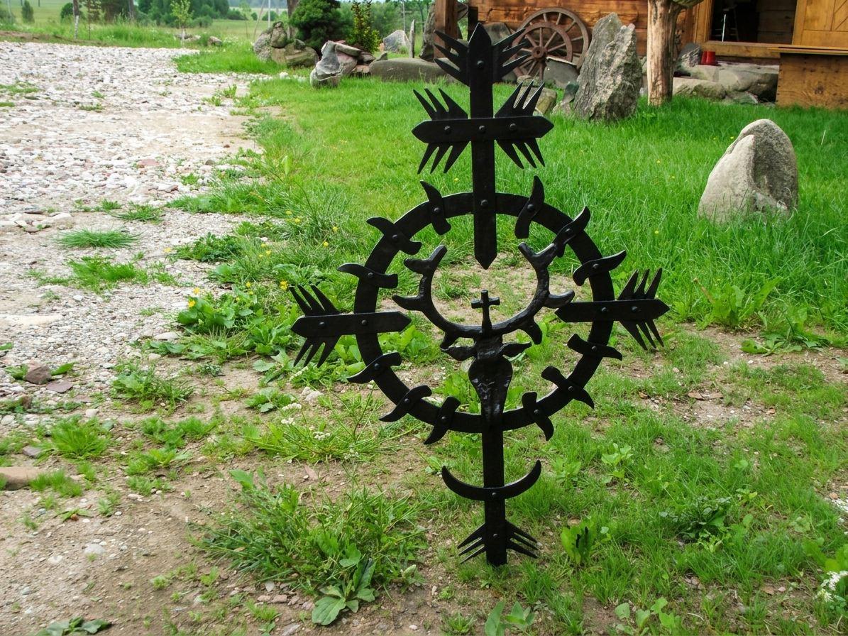 Forged sun-cross with a cross and crescent