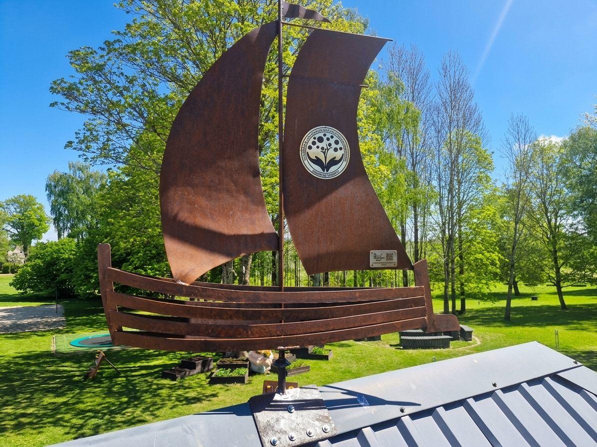 Sailing-ship weathervane with school emblem