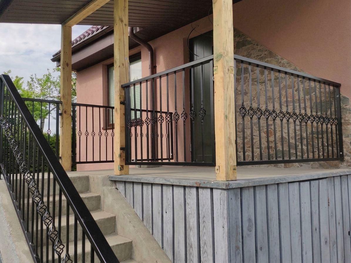 Terrace and stair railings with forged elements