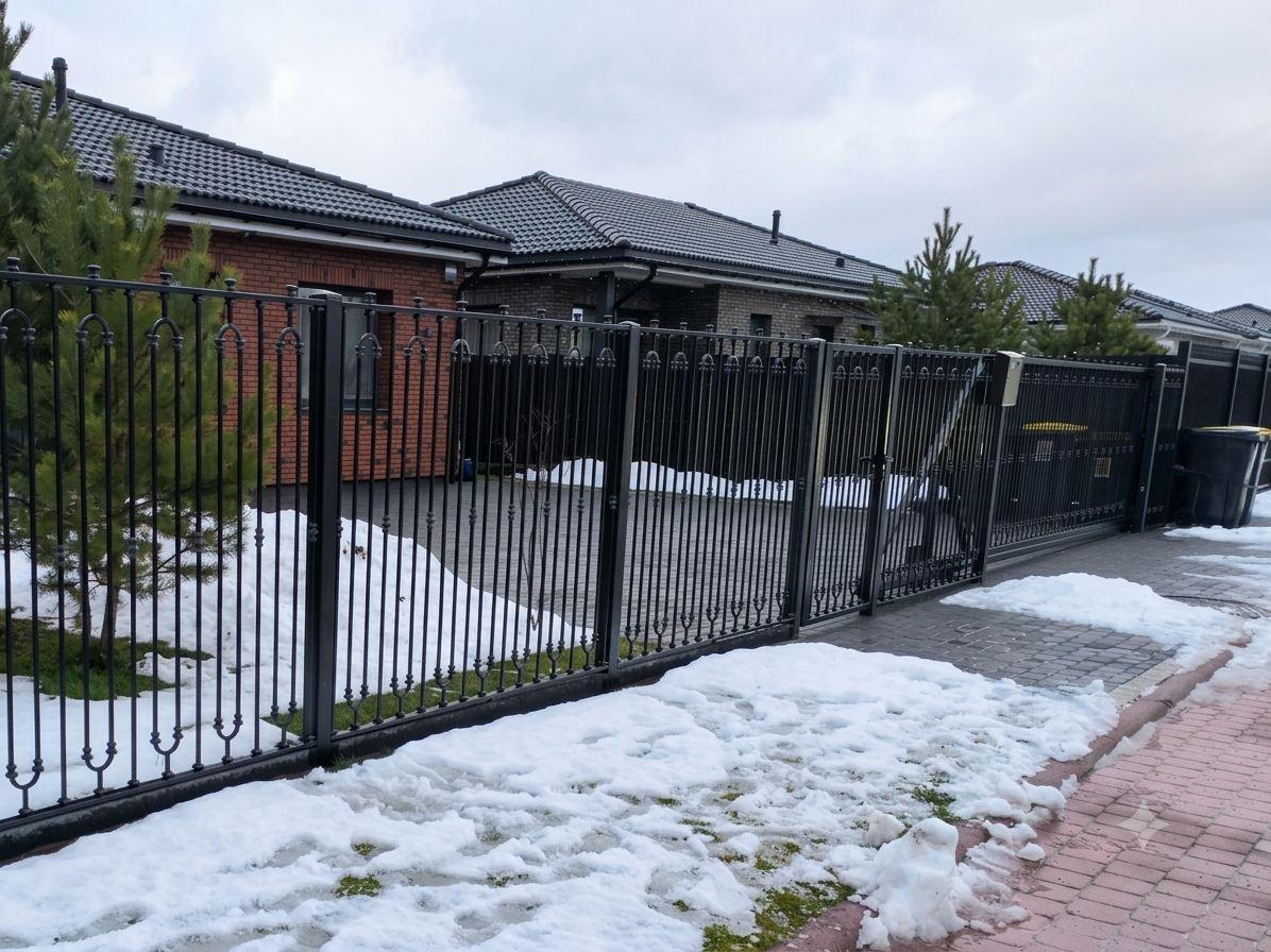 Forged fence with sliding gates