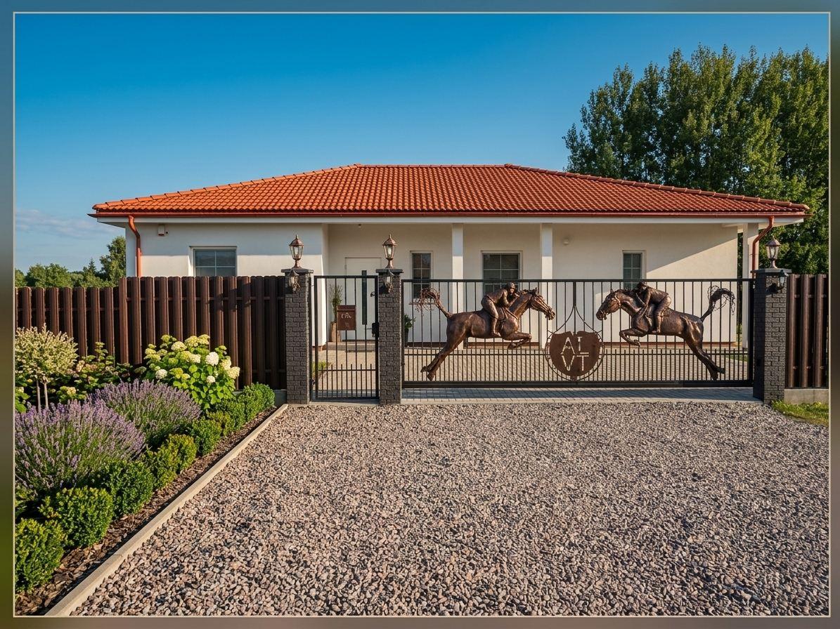 Forged sliding gates with decor